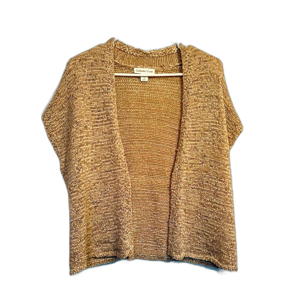 Coldwater Creek Tan Knit Sweater Cardigan Vest Open Front Size M ( 10 -‎ 12 )